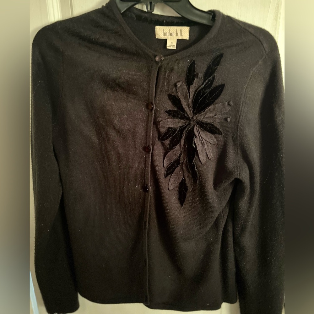 Linden Black Sweater with Leaf Design